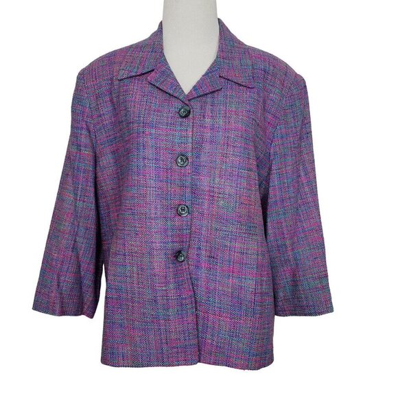 Vintage Vinci Clothiers Silk Set Womens Size 14 Jacket Midi Skirt Purple Career - Picture 2 of 16